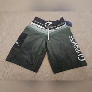Guiness Beer Mens Small Swimming Trunks Board Shorts Green Black Lager Ale. 